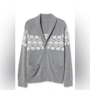 😎GAP Nordic Fair Isle Wool Shawl Collar Cardigan - Size XL